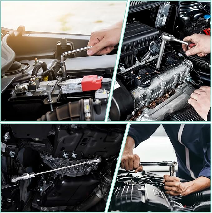 4 Pcs 1/2 Inch Socket Extension Set, CR-V Ratchet Extension Set Include 3, 6, 10 Inch Bars and 1/2" Universal Joint Socket for Ratchets and Torque Wrenches, Ideal for Repair, DIY