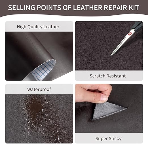 BSZHTECH Leather Repair Tape Self-Adhesive Leather Repair Patch for Couch Furniture Sofas Car Seats Advanced PU Vinyl Leather Repair Kit (Dark Brown, 35.4X79 inch)