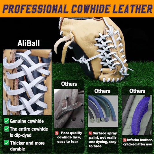 Baseball Glove Lace, 2 Pcs Authentic Cowhide Lace 79 Inch, Perfect Quick Repair Baseball Glove Repair Lacing Kit