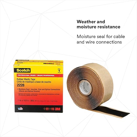 3M 2228-1X10FT 054007507277 1x10 Rubb Mastic Tape, 1x10FT (Pack of 2)