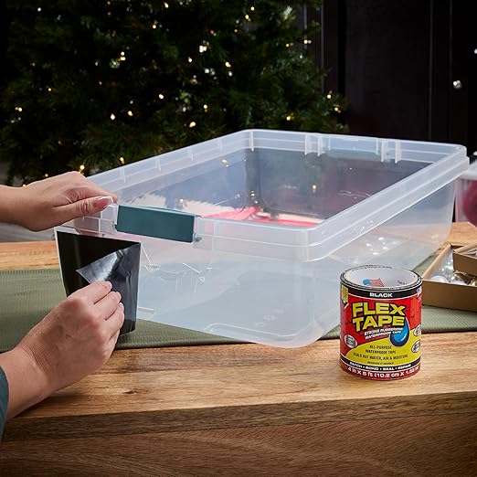Flex Tape, Original Thick Flexible Rubberized Waterproof Tape - Seal and Patch Leaks, Works Underwater, Indoor Outdoor - Home RV Roof Plumbing and Pool Repairs, Black, 4 in x 5 ft, Pack of 1
