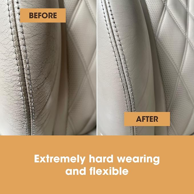 Furniture Clinic Leather Repair Paint | 2-in-1 Seal and Color | Use on Scratches, Tears, and Holes in Car Seats, Furniture | Quick and Easy Leather Repair Kit for Furniture (Ivory, 250ml / 8.5oz)