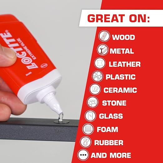 Loctite Extreme Glue, Strong All Purpose Glue for Wood, Metal, Leather, Plastic, & More - Dries Clear - 1.62 oz Tube, 3 Pack