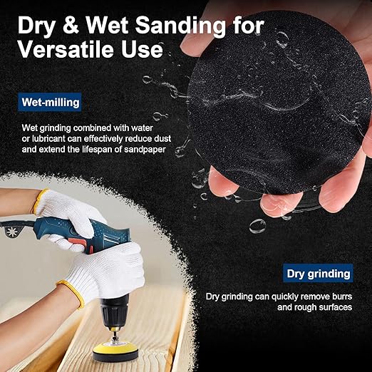 199 PCS 3 Inch Wet Dry Sanding Disc, GOH DODD Headlight Restoration Kit Drill Polishing Kit Sanding Attachment Hook Loop Sandpaper Buffing Pads with Rotary Tools for Car Wood Metal Glass Resin Expoxy