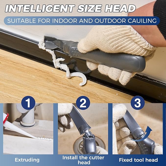 Sakerplus 3-in-1 Caulking Tool, Scraper & Silicone Trowel for Grout Removal and Caulk Smoothing, Sealant Application Tool for Bathroom Kitchen Tile Sink Window Frame (Aluminum Set, 2 Sets)