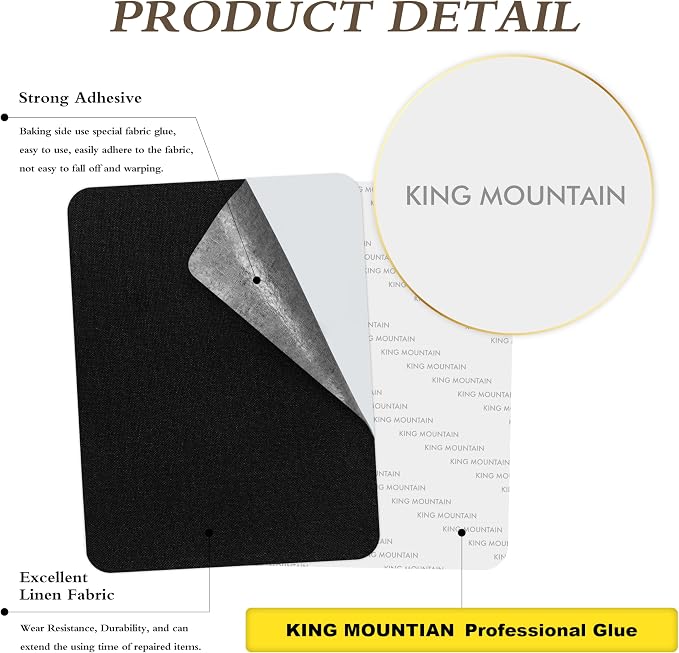Fine Linen Repair Patches, Self-Adhesive Fabric Patches, 8X11 inch 2 PCS, Multi Color,Used for Sofa and Linen Item(Black)