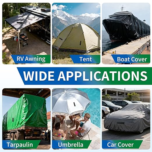 YONGJIN RV Awning Repair Tape, Heavy Duty Outdoor Tent Repair Tape and Tarp Tape, Waterproof Tarp Patch Kit for Camper, Boat Covers, Leather, Canvas, Rubber, Plastic, Heat Resistant (2 inch)
