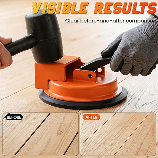 Floor Gap Fixer Tool Laminate Flooring Tools Wood Floor Repair Kit Vacuum Suction Cup Plank Grabber Power Shunting Installation for Flooring Seam Setter Fixing Grabber Leveler(Orange)