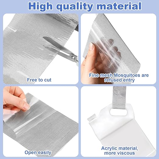CroBlissful Extra Wide 8 inch x 20 ft Window Screen Tape Mesh Repair Strong Adhesive Waterproof Fiberglass Screen Repair Kit Patch for Window Door Tears Holes(Black)