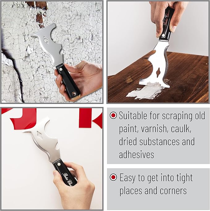 Bates- Paint Scraper, 10 in 1 Painters Tool, Paint Scrapers for Wood, Painters Tool, Painters Knife, Paint Scraper for Painting, Putty Knife, Metal Scraper, Spackle Tool, Putty Scraper, Knife Scraper