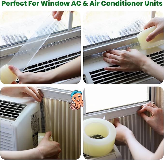 ECOHomes Window Weather Sealing Tape | Winter Weather Stripping Tape to Block Cold Drafts Through Window Gaps and AC Units, Insulation Seal and Draft Blocker for Home (4 Inch by 180 FT, Clear)