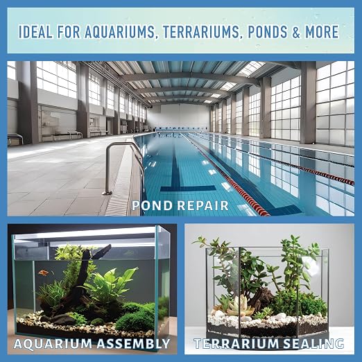 Seal/Fix Aquarium Silicone Sealant - Clear - 100% Fish-Safe Silicone for Freshwater & Saltwater Tanks, Waterproof, Non-Toxic, Flexible Bonding for Glass, Leak Repair & Decoration (10.1 fl oz, 1 Pack)