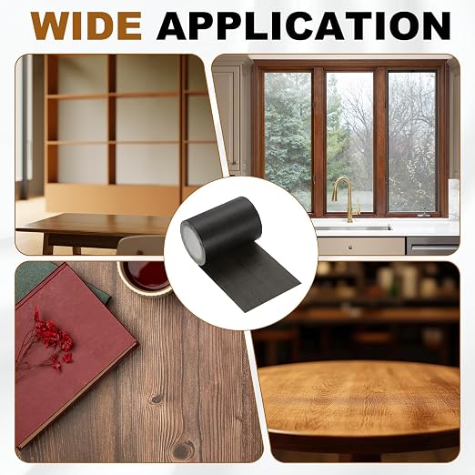 uxcell Wood Grain Repair Tape, 3.1" x 15ft Self Adhesive Wood Grain Colored Duct Tape Waterproof Repair Patch for Furniture Floor Scratch Fix, Baseboards, DIY Decor, Black