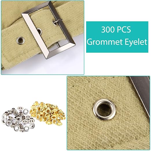Mudder 301 Pcs Grommet Eyelet Pliers Tool Kit, Fabric Leather Hole Eyelets and Grommets Punch Pliers with 300 Metal Eyelets for Belt Shoes Cloths(1/4 Inch,Silver)