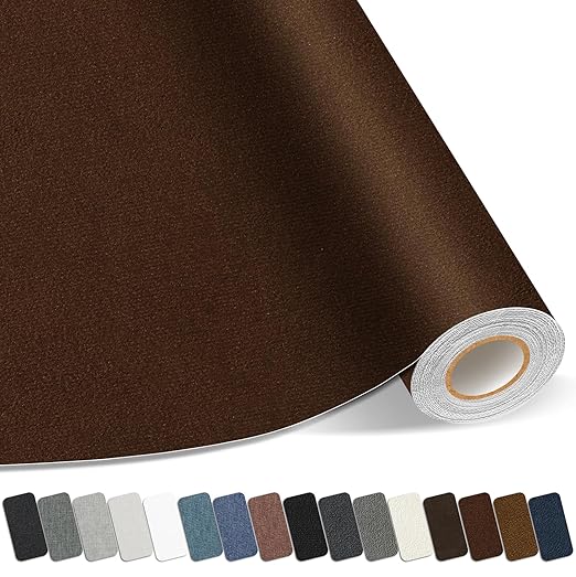 Suede Repair Patch,17X79 Inch Large Self-Adhesive Fabric Repair Tape, Suede Fabric Repair Patch for Couch, Furniture, Car Interior, Sofa and Cushion(Dark Brown, 17X79 Inch)