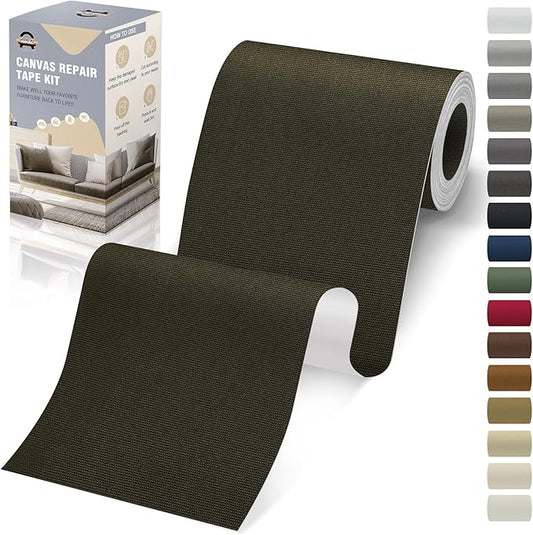 OAZ 4 x 79 inch Canvas Repair Patches Fabric Patch Self-Adhesive Canvas Repair Tape Waterproof Outdoor Gear Patch Kit for Boat Cover Awning Sofa Chair Couch Tent Bag (Army Green)