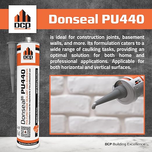 DCP Donseal PU440 Polyurethane Concrete Sealant 2 Pack – Non-Sag Concrete Caulk for Joints, Walls, Sidewalk, and Foundation, 10.1 fl. oz. Cartridge – White