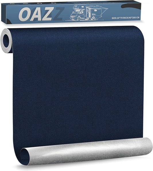 OAZ 16 x 79 inch Canvas Repair Patches Canvas Fabric Patch Self-Adhesive Canvas Repair Tape Waterproof Outdoor Gear Repair Patch Kit for Boat Cover Awning Sofa Chair Couch Tent Bag (Navy Blue)