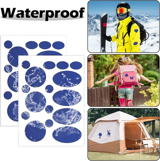 Waterproof Self-Adhesive Nylon Fabric Repair Tape - Tent Repair Kit,48pcs Fabric Patches for Tent, Jacket, Clothes, Puffer Down Jacket,Sleeping Bag, Outdoor Gear Tenacious Repairs Tape, Royal Blue