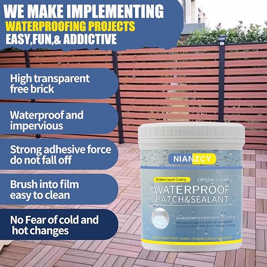 Liquid Waterproof Sealant - Invisible Waterproof Agent - Transparent Repairing Leak Adhesive, Indoor & Outdoor (17.6 OZ)