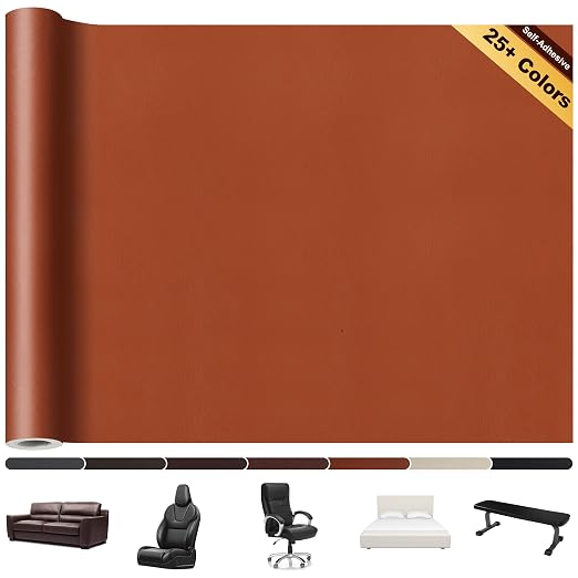 Leather Repair Patch,17X60 Inch Leather Repair Tape,Large Self Adhesive Leather Patches for Furniture, Couches,Car Seat,Chair(17X60 inch,Light Brown)