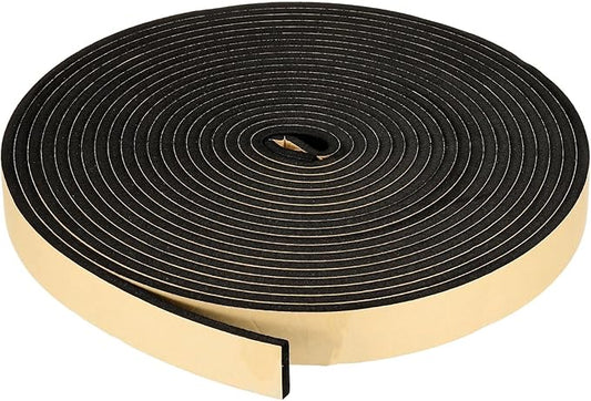 PATIKIL Foam Insulation Tape, 1-3/16" W x 1/4" t x 32.8FT Self Adhesive Weather Stripping Door Seal Strip for Door Window Air Conditioning, Black