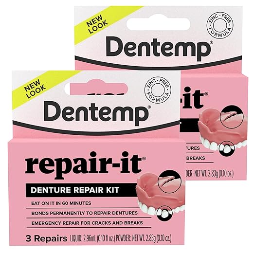 Dentemp Repair Kit - Repair-It Advanced Formula Denture Repair Kit (Pack of 2) - Repairs Broken Dentures, Mends Cracks and Replace Loose Teeth