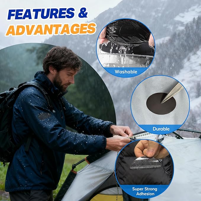 35Pcs Down Jacket Repair Patch Kit Pre-Cut Nylon Patches for Clothes Self-Adhesive Fabric Tape Waterproof Lightweight Outdoor Gear Tenacious Repair Tape for Puffer Jacket Coat Tent Backpack,Army Green