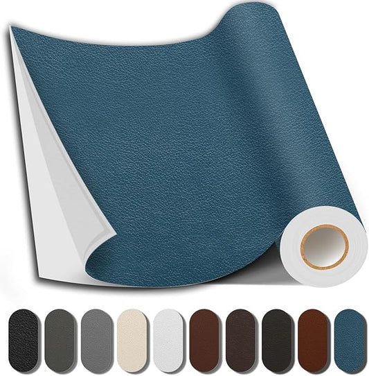 Leather Repair Patch, 35X79 Inch Repair Patch Self Adhesive Waterproof, DIY Large Vinyl Patches for Couches, Furniture, Kitchen Cabinets, Wall （Blue, 35X79 Inch）
