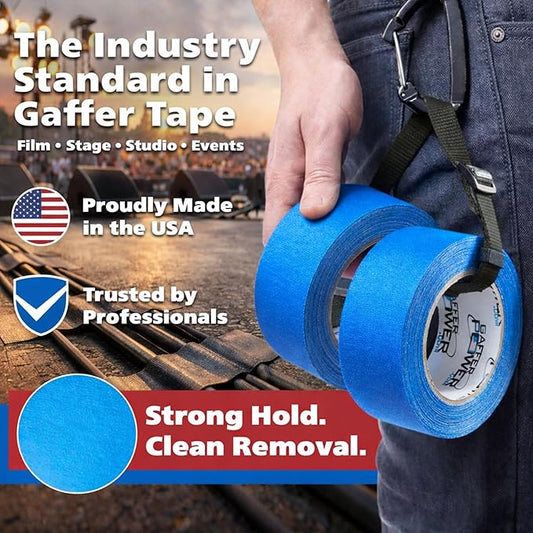 Gaffer Power Electric Blue Gaffer Tape 2” x 30 Yards – No Residue, Made in USA, Professional Grade, Non-Reflective Matte Cloth Tape for Stage, Photography & Cable Management