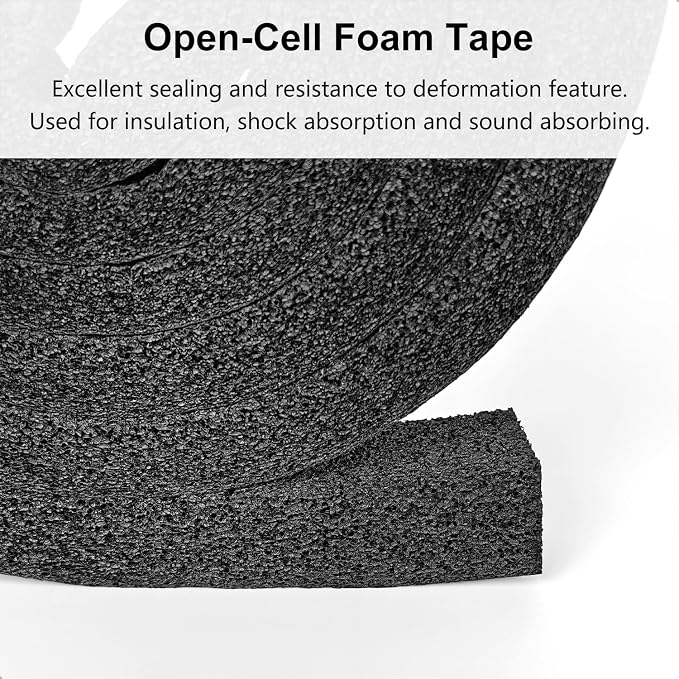 Weather Stripping Door Seal Strip, 1 in x 1 in, AC Insulation Tape, Strong Adhesive, High Reslilience, Weatherproof, Reduce Noise, Gap Filler, Foam Insulation Tape for Doors and Windows