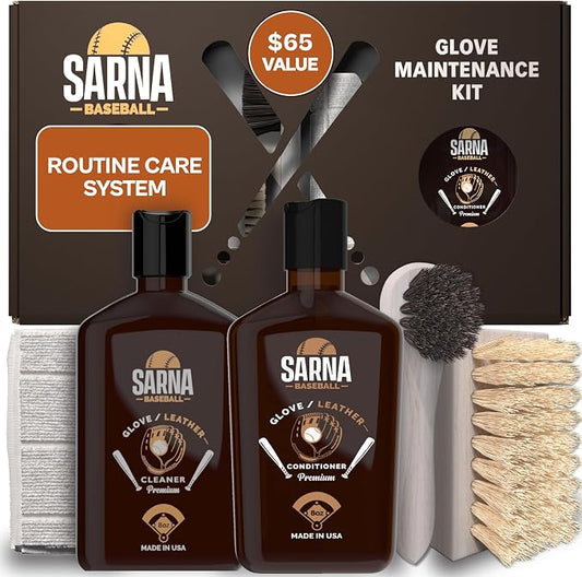 SARNA BASEBALL Glove Conditioner, Liquid, 8 Oz – Break in Faster, Keep Leather Maintained – Glove Conditioner for Mitts, Softball, & Baseball Gear Made in USA