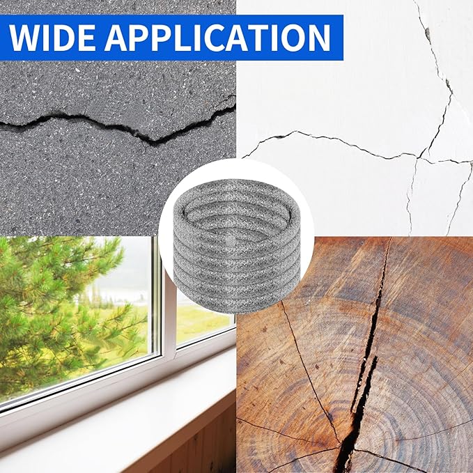 Backer Rod Foam Gap Filler Crack Filler for Concrete Repair Caulk Saver Backing Rod Concrete Expansion Joint Rope Caulk for Sealing Gaps, Expansion Joints, Crack Filling (Gray, 1/4 Inch x 10 Feet)
