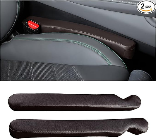 Mandark Car Seat Gap Filler, 2PCS Leather Vehicle Gap Stopper to Fill Between Seat and Console, Automotive Crevice Plug Blocker Accessories from Dropping, Universal for SUV, Sedan, Truck (Coffee)