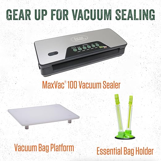 LEM Products MaxVac Moisture Stop Vacuum Bags, BPA-Free, Puncture-Resistant, 8 x 12 Inches, 20 Count
