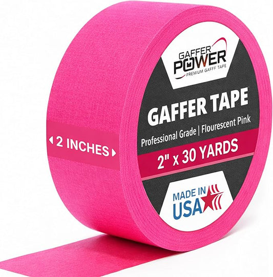 Professional Gaffer Tape – Made in USA, Heavy Duty, Non-Reflective Cloth Tape for Floor Marking, Stage, Film & Events – 2 Inch x 30 Yards, Fluorescent Pink