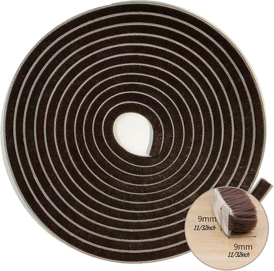 Brush Weatherstrip for Sliding Window Side,Pile Weatherstripping Door Sealers for Door Frame (80ft x11/32 Backing x 11/32 Brush inch, Brown)