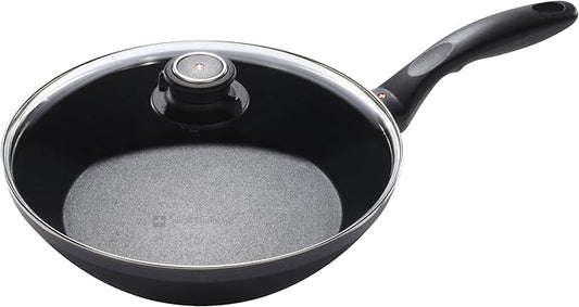 Swiss Diamond 26cm Stir Fry Pan Nonstick Induction Diamond Coated Aluminum Stir Fry Pan with Lid Dishwasher/Oven Safe Stir Fry Pan Grey
