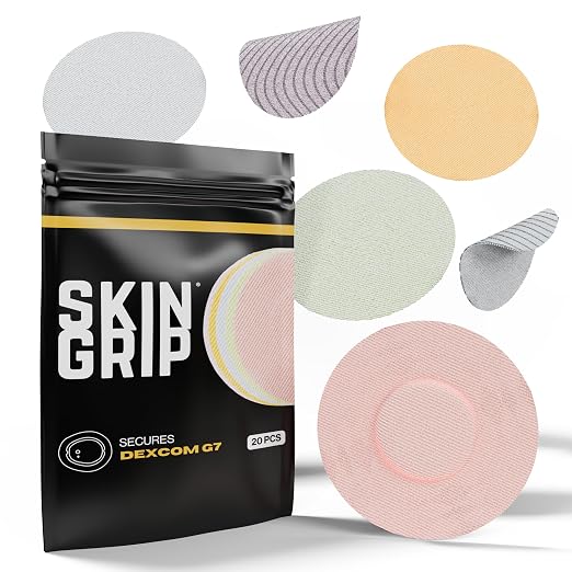 Skin Grip Adhesive Patches Compatible with Dexcom G7 & Stelo CGM – Waterproof & Sweatproof Cover for Continuous Glucose Monitor Sensor, Stays Secure for 10-15 Days – 20 Pack, Pastel Colors