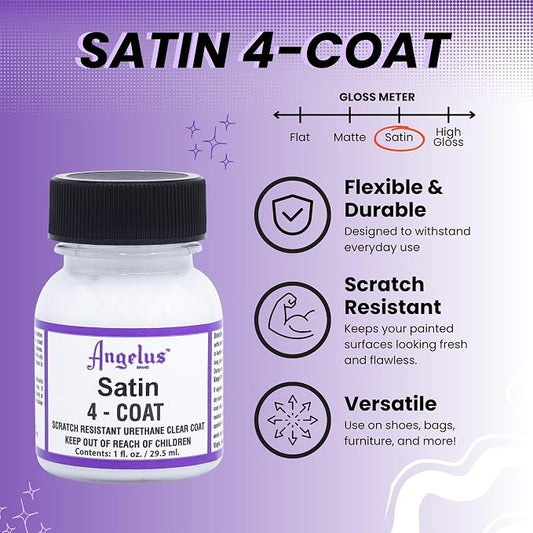 Angelus 4-Coat Clear Urethane Leather Top Coat Finisher (Satin, 1oz)
