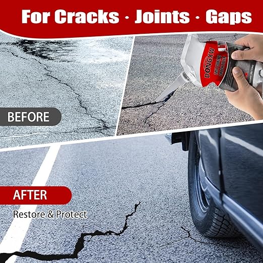 Dongxw Asphalt Crack Filler, 4Packs High Elasticity Driveway Crack Filler, Concrete Crack Sealant for Driveway Waterproof Cement Caulking Adhesive(Black, 4.41LB)