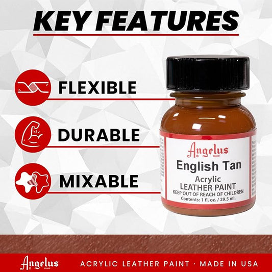 Angelus Acrylic Leather Paint For Shoes, Sneakers, Leather, Canvas, Furniture, and More - 1 fl oz, English Tan