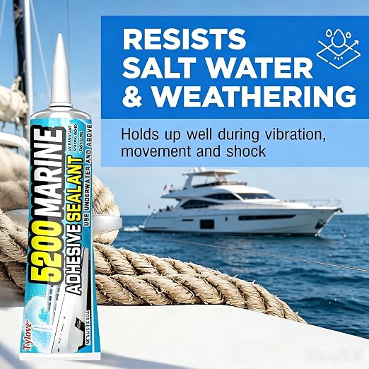 [Clear] 5200 Marine Adhesive Sealant Fast Cure – Waterproof Permanent Bond for Boats, RVs, Ponds, Above & Below Waterline, 3 oz