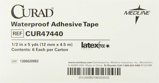 Curad Waterproof Adhesive Tape, 1/2 In. x 5 Yds., 6 Rolls