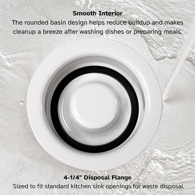 Westbrass D2089-50 4-1/4" Kitchen Sink Waste Disposal Drain Flange and Stopper, Powder Coat White