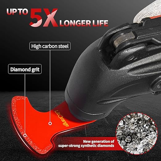 Litorange 4 Pcs Diamond Oscillating Blades, Swing Diamond Multitool Saw Blades for Grout Removal, Flush Cut, Cleaning Mortar