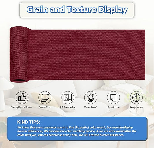 KING MOUNTAIN Canvas Repair Tape,Outdoor Gear Patch, 4×63 Inches,Waterproof,Self-Adhesive for Repairing Boat Covers,Sun Shades,Sofas,Tents,Lounge Chairs,Awnings (Burgundy)