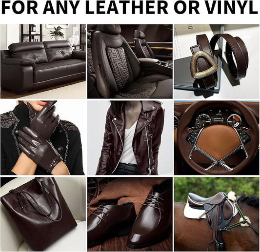 Leather Recoloring Balm,8.5oz Leather Color Restorer,Dark Brown Leather Repair kit for Furniture and Car Interior,Leather Couch Scratch Repair,Leather Dye Paint for Faded,Cracked and Damaged Leather