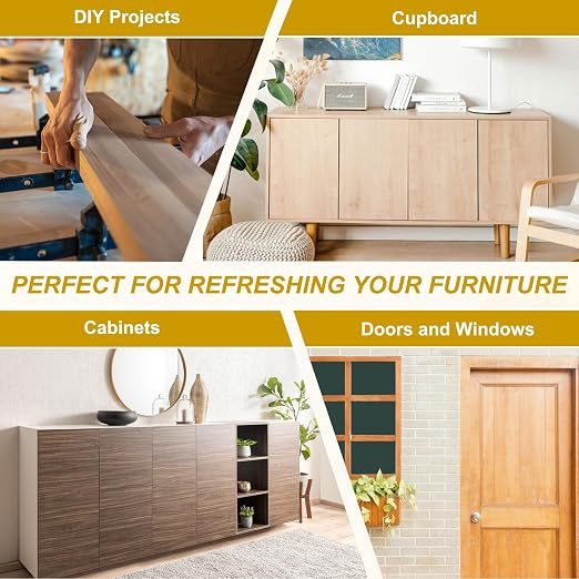 PATIKIL Wood Grain Repair Tape, 2" x 33' Self Adhesive Realistic Wood Tape with Scraper Durable Repair Patch for Furniture Floor Window Door Table DIY Home Decor, Yellow Fir