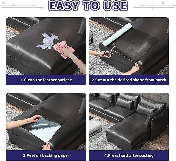 Besezx Leather Repair Patch Tape Kit, Self Adhesive Leather Repair for Furniture, Couch, Sofa, Car Seats,Office Chair,Vinyl Repair Kit.30inx16in